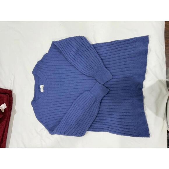 Aerie Blue Buttercream Crewneck Fuzzy Soft Ribbed Oversized Sweater- Size Medium - Picture 4 of 9